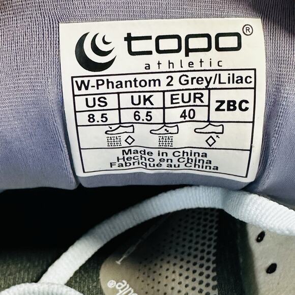 Size 8.5 - Topo Phantom 2 ‘Grey/Lilac’ 5MM Women’s Lace Up Running Sneakers - Picture 8 of 8